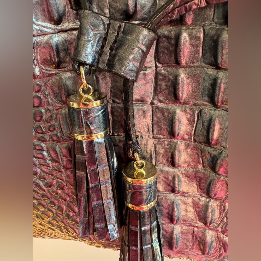 ANTONIO MELANI Black Leather Shoulder Bag with Crocodile Embossed Texture - Picture 11 of 16